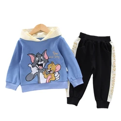 Survêtement de printemps et d'automne pour enfants, vêtements de dessin animé pour bébés garçons et filles, pantalon 2 sweat à capuche en coton, vêtements pour tout petits, nouvelle collection pièces/ensembles 