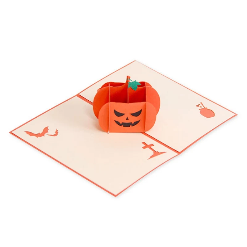  Halloween 3D Popup Angry Pumpkin Greeting Card Creative Holiday Invitations Card Envelope Included  - 4000058671386