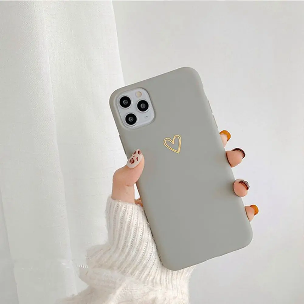 cute iphone 12 pro cases Solid Love Heart Phone Case For iPhone 12 mini 11 Pro Max X XR XS 7 8 6 6sPlus SE 2020 Shockproof Soft Silicone TPU Back Cover case iphone 12 pro