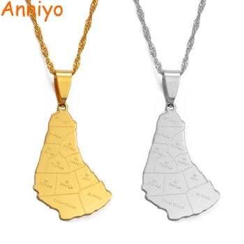 

Anniyo Map of the Barbados Island With City Name Pendant Necklaces Gold Color Maps Jewelry Gifts #043521