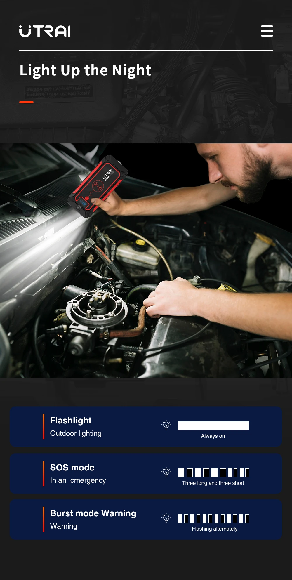 Starter auto multifunctional UTRAI JSTAR 4, acumulator extern ,incarcare wireless , lanterna, 2500A