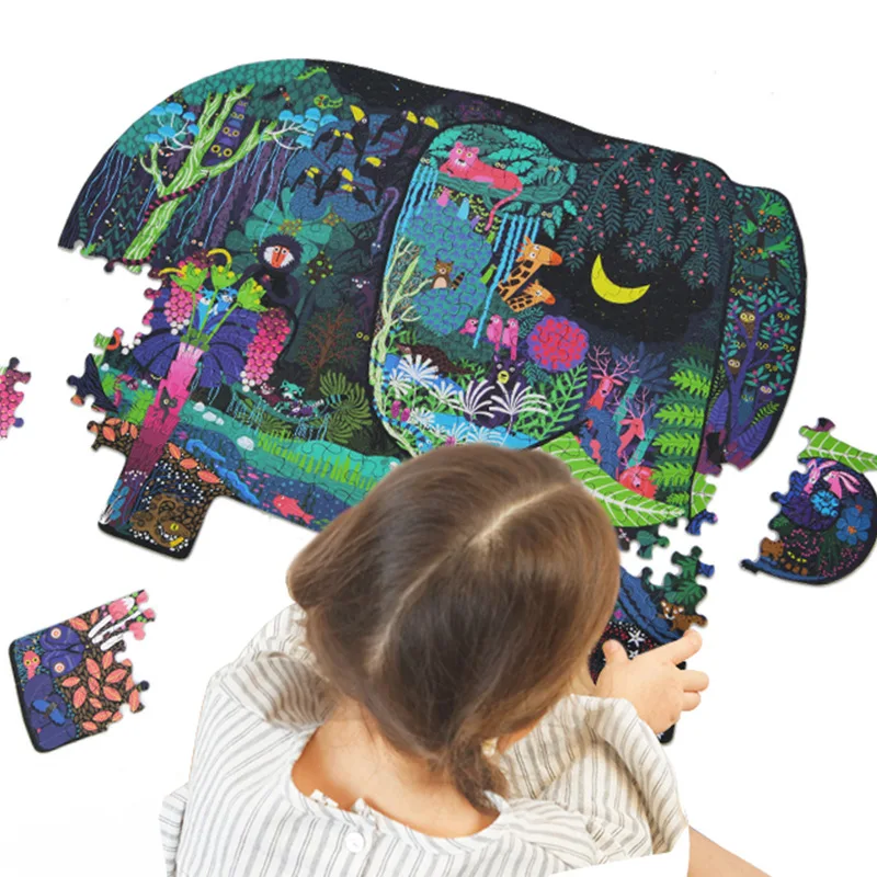 Дети Монтессори лес головоломки с изображением животных 280 игрушки с деталями для детей Слон творческое искусство головоломка Zabawki развития Speelgoed