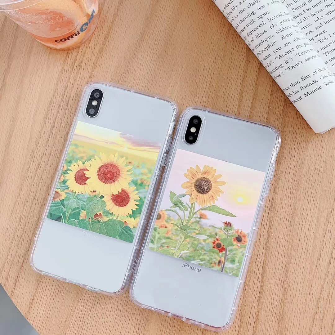 Sunflowers oil painting Clear soft TPU Cover Fundas for iPhone 7 8 6 s Plus 11 pro X S MAX XR Fashion art Case |