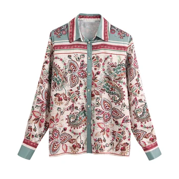 

2020 Stylish Elegant Paisley Print Blouses Vintage Lapel Collar Long Sleeve Office Wear Female Shirts Blusas Mujer Chic Tops
