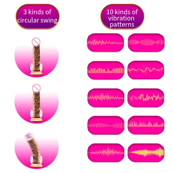 YEAIN Vibrating Huge Dildos 360° Rotation 178mm 10 Powerful Vibrations Recharge Suction Cup Adult Product Sex Toys For Women 6