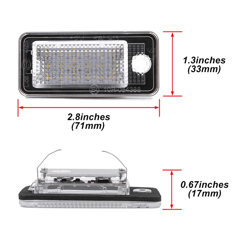 Lot 2 Lampes LED Canbus Plaque Immatriculation Blanc – Compatible Audi A1 A3 A4 A5 A6 Q3 Q5 Q7 TT RS Porsche Cayenne, Sans Erreur OBC, 6000K Xénon