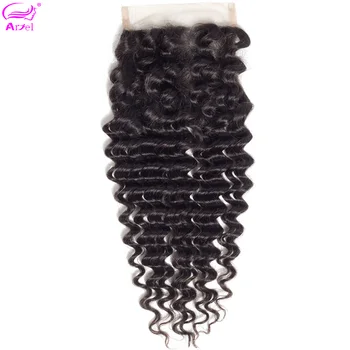 Ariel Deep Wave Closure 4x4 Human Hair Closure 20 22 Inch Swiss Lace Closure Brazilian Closure Remy Middle Free Part Closure 4