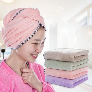 

Dry Hair Cap Microfiber Coral Fleece Shower Cap Plain Quick Dry Towel Quick Dry Hair Cap Wrap Towel