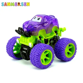 

Mini SUV Die-cast Off-Road Vehicles Four-Wheel-Drive Bigfoot Car LED Light Shockproof Pull Back Stunt Car Model for Kids