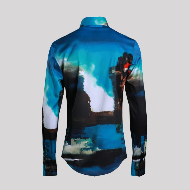 3D Drawing Print Men Shirt Plus Size Long-sleeved Casual Hawaiian Shirts Men Slim Fit Gentlemen Streetwear Prom Club Shirts
