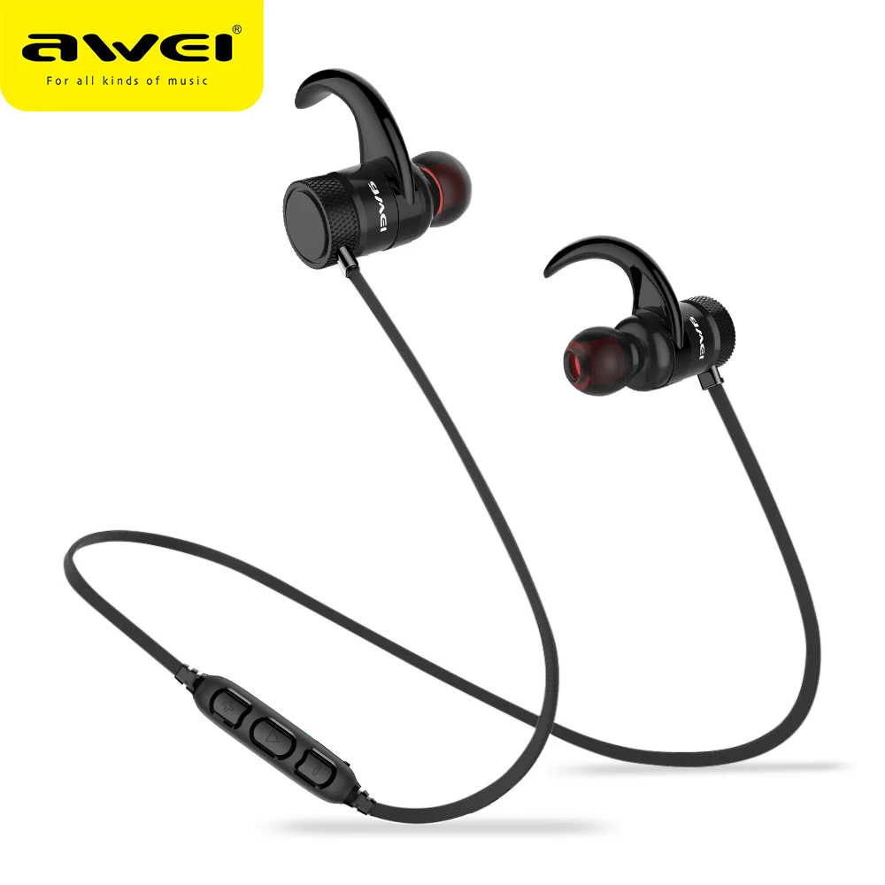 Беспроводные Bluetooth наушники AWEI Спортивная гарнитура с басами вкладыши для Xiaomi