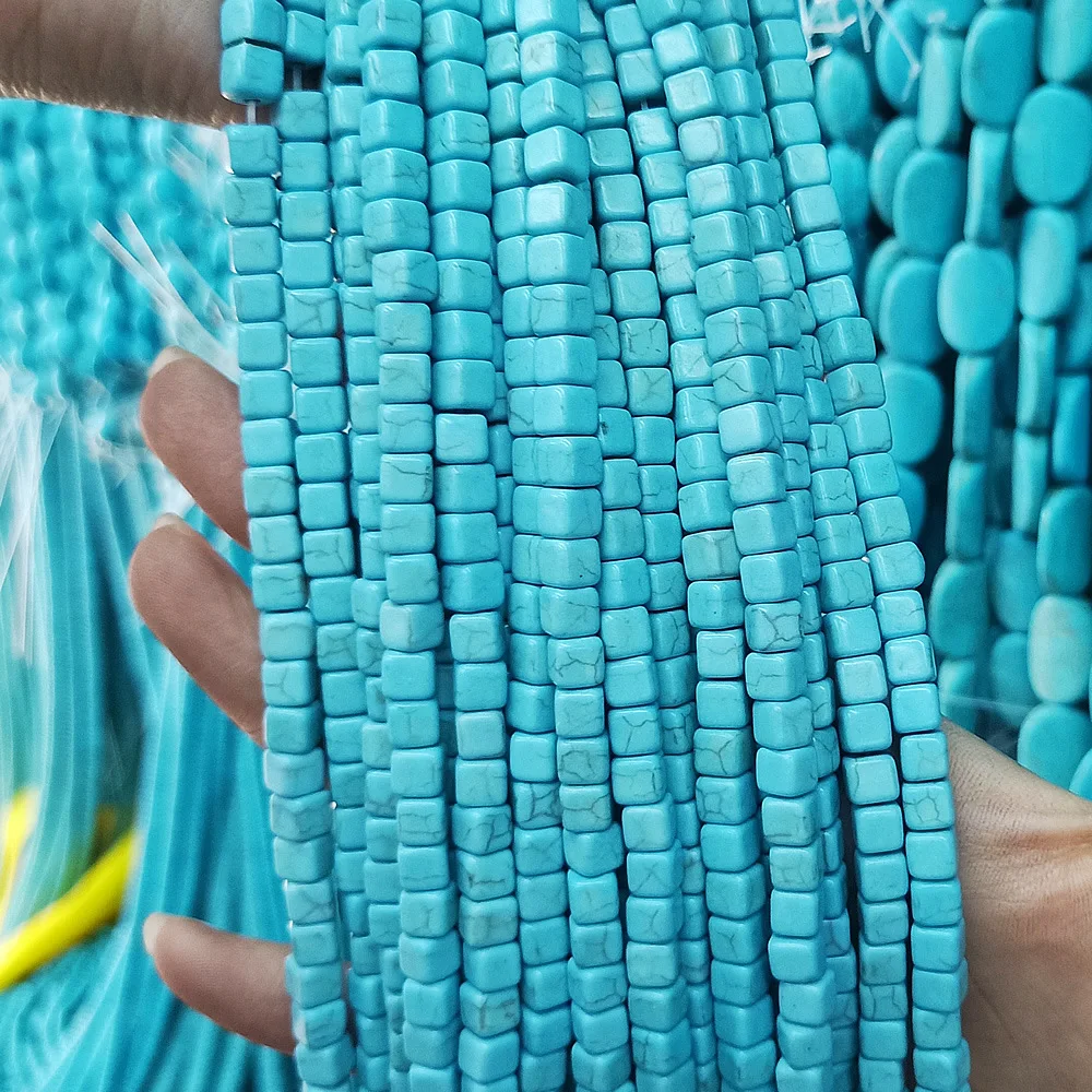 Fashion jewelry Turquoise Loose Beads Square Shape Making Necklace DIY Bracelet Accessories 15.5 inch 4mm5mm8mm10mm | Украшения и