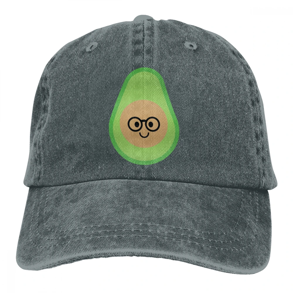 Авокадо Nerd Noob очки Casquette черные унисекс Мужские Женские джинсовые бейсболка с ремешком кепки регулируемые Гольф папа шляпа