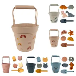 1 ensemble de jouets de plage en Silicone pratique, joli jouet d'été pour bébé avec seau Kits de pelle pour la maison jouets de plage creuser des jouets de sable 