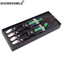 Green Suspender Men Belt 6 Clips Business Casual Wedding Mens Braces Elastic Plus Size Y Back Male Shirt Suspenders 125cm*3.5cm