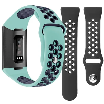 

Silicone Wristband Strap For Fitbit Charge 3 Dual Color Button Wrist Watchband For Fitbit Charge 3 Watch Replacement Accessory