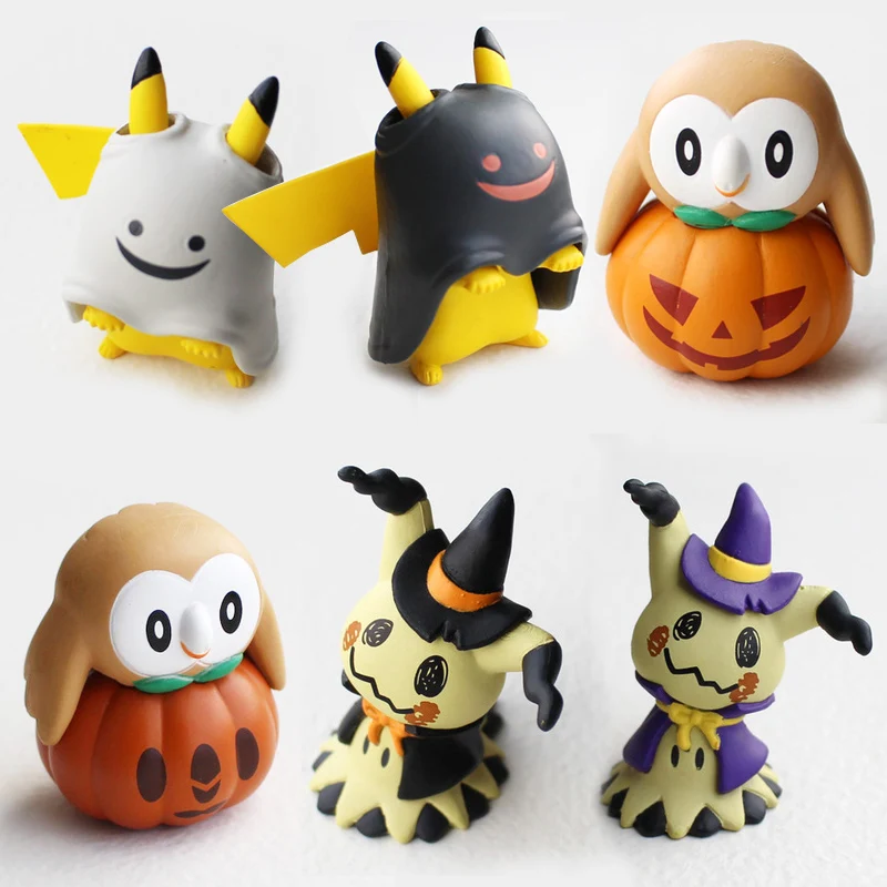 TAKARA TOMY покемонов 5 шт./компл. 4,5 см Mimikyu Пикачу Rowlet Косплэй Аниме фигурки героев модель игрушки для детей