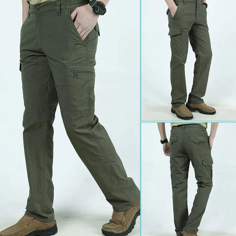 Men's Thin Pants Cargo Work Army Breathable Waterproof Quick Dry Men Pants Casual Summer Trousers Military Style Tactical Pants