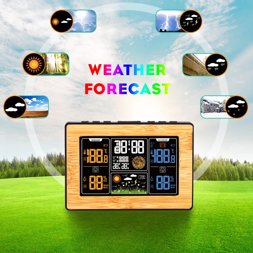 ThermoPro TP280C 300M Wireless Weather Station Chargeable Room Thermomether  Hygrometer With Weather Forecast Big LCD Display