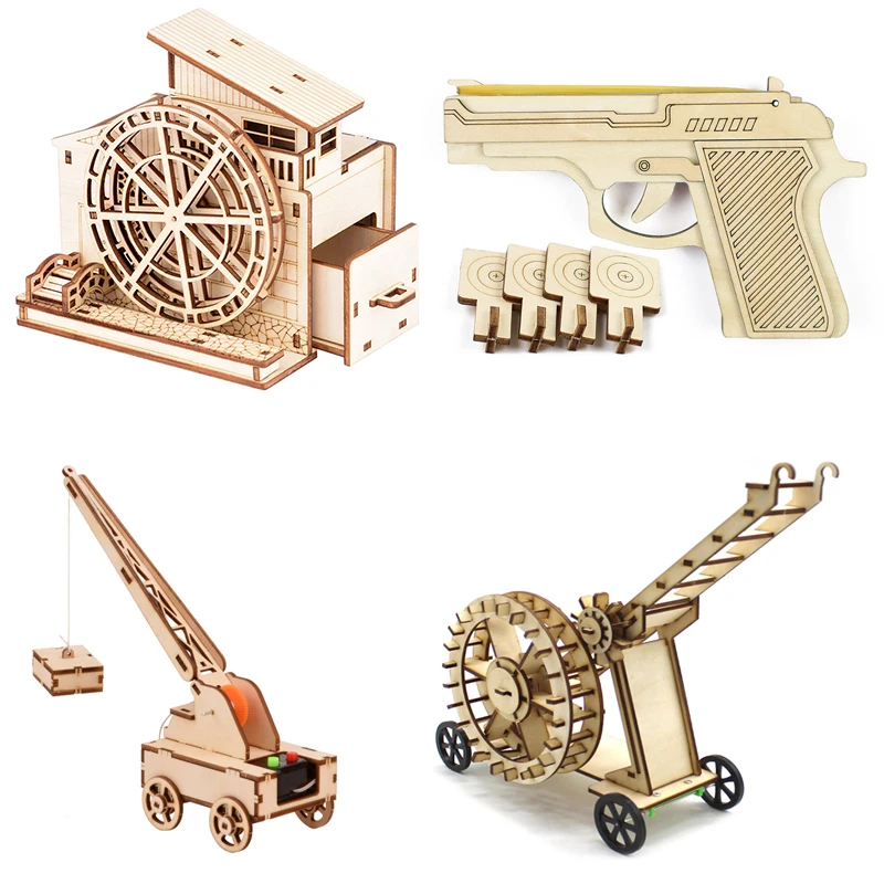 

STEM Toys for Children Educational Science Experiment Technology Toy Set DIY Tank Car Model Puzzle Painted Kids Toys