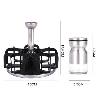 

7Pcs/Set Rotating Stainless Steel Cruet Condiment Spice Jars Set Salt and Pepper Shakers Dispenser Kitchen Tool