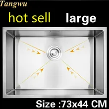 Квартира кухня ручная раковина одинарная мойка vogue сделать блюда 304 нержавеющая сталь большая Горячая 73x44 см