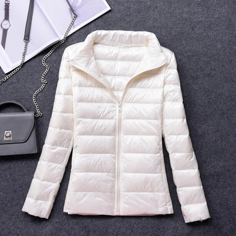 

Winter White duck down Coat Plus Size Womens Down Jackets Short Ultra Light Duck Down Coats Hooded Puffer Jacket Autumn Parkas