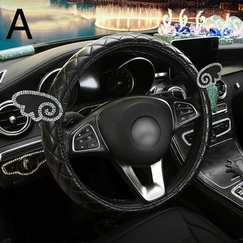 

Rhinestone Wing Car Steering Wheel Cover Leather Crystal Covered Steering Wheel Covers Women Accessories
