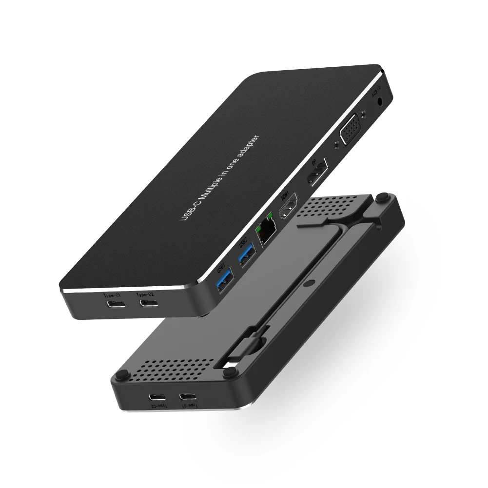 

9 in 1 USB C Hub Type-C to Audio VGA DP HDMI RJ45 Vision USB3.0 9 In 1 Extend Hub Converter Docking Station for Macbook S8 Dex