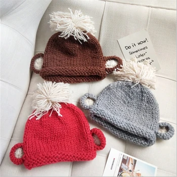 

Cute Baby Stuff Hat Winter Knitted Kids Baby Girl Hat Warm Thicker Children Infant Beanie Cap Bonnet Casquette Enfant