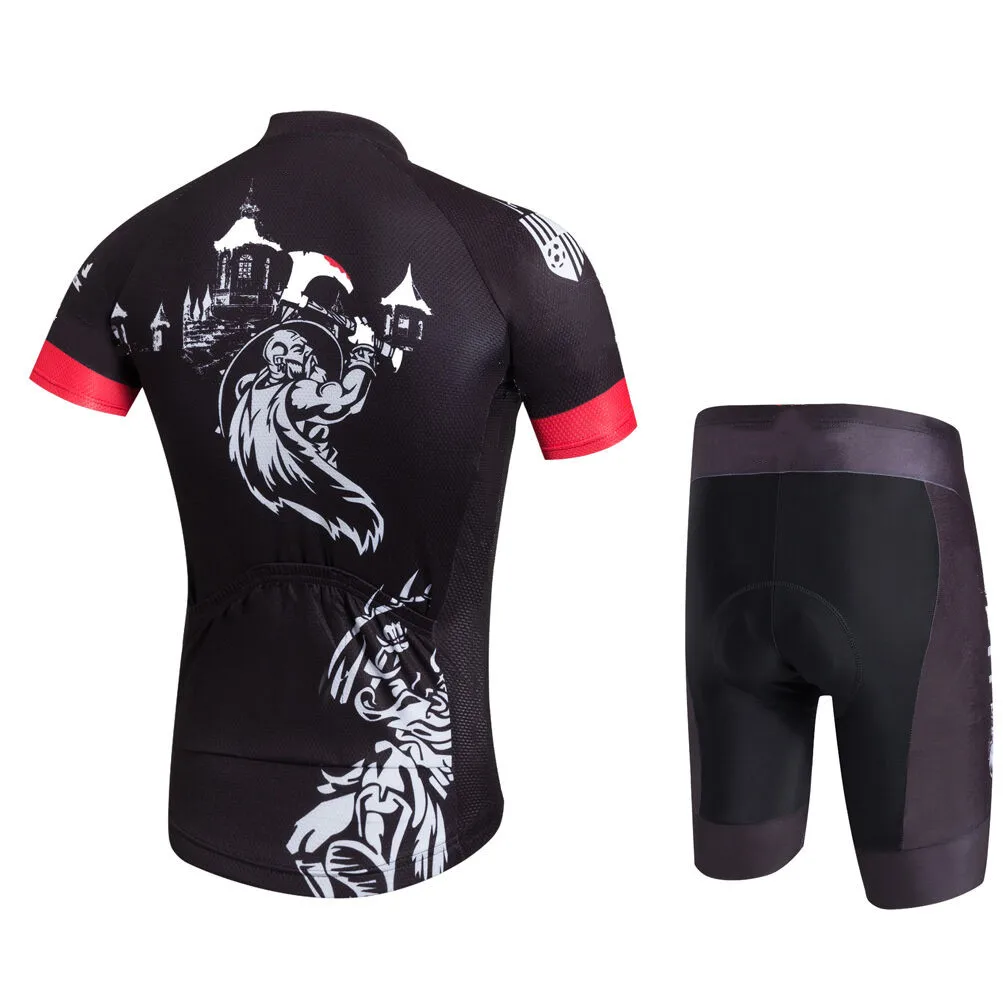 Summer Cycling Clothing Short Sleeve Suit Breathable Tight Fitting Top and Bottom Bib Shorts Kit Antiskid Bike Jersey Set