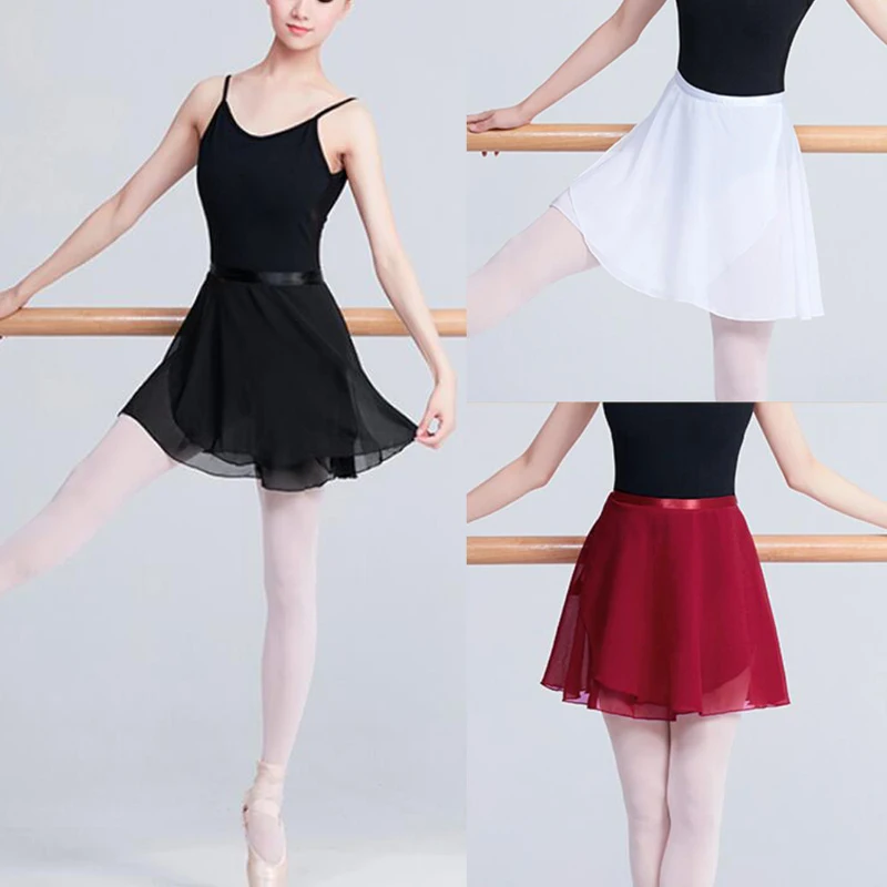 

New Adult Kids Chiffon Ballet Wrap over Scarf Skirt Dance Leotard Tutu Dress free shipping