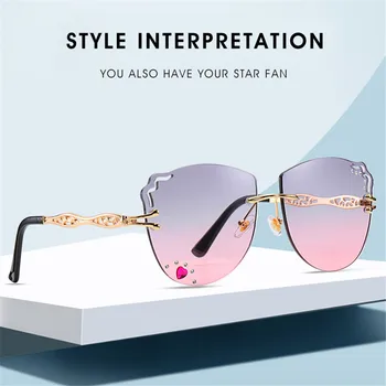 

1 Pcs Fashion Womens Rimless Sunglasses Ladies Metal Gradient Lens Brown Black Square Sun Glasses Female Accessories Summer