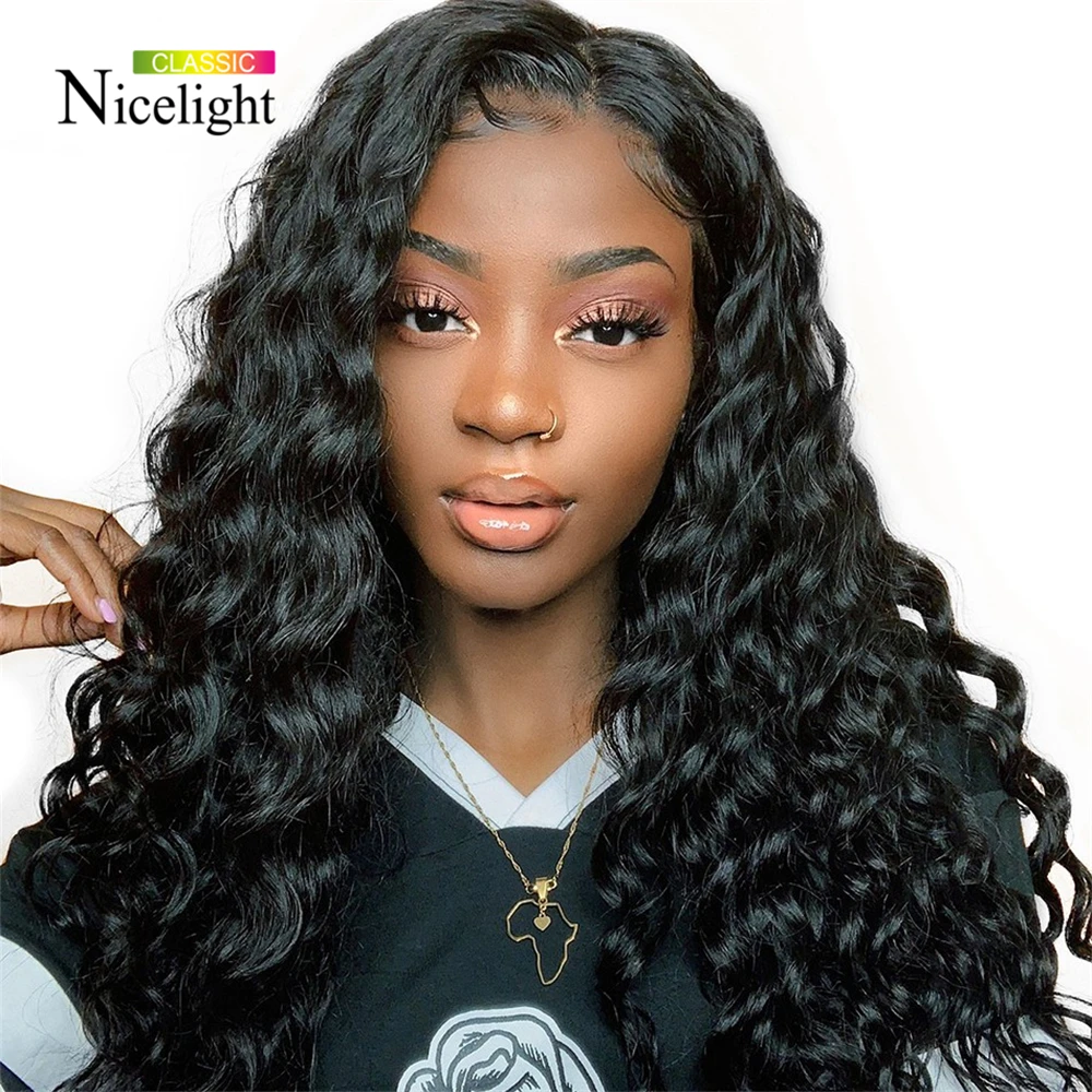 

Deep Wave Frontal Wig Brazilian Lace Front Wigs Brazilian Deep Wave Wig Lace Frontal Human Hair Wigs Nicelight 13X4 Lace Closure