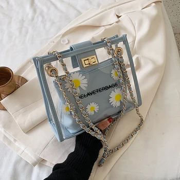 

2020 new brand Handbag Women Bag Clear Jelly Transparent PVC Bag Candy Color Tote Bag Designer Purses Crossbody Bolsa