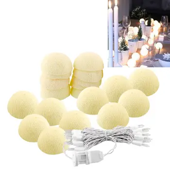 

LED String Light 3 M 20 Ball Christmas Cotton Adapter Home Cotton Ball Lights 220V Decoration Gifts Fairy Ivory White Decor