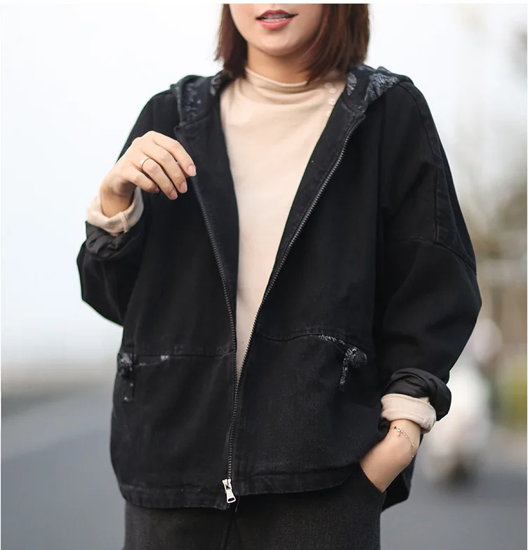 

19 Autumn And Winter New Style Literature And Art Retro Frog Design Floral-Print Joint Within plus Cotton Jacket Short Coat 6988