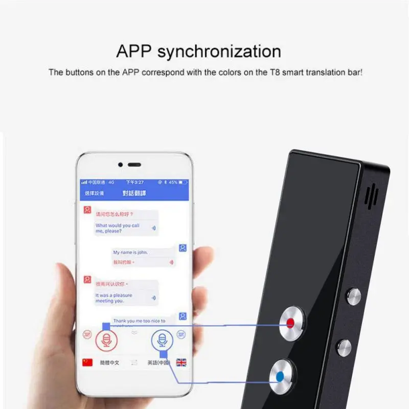 Портативный смарт-переводчик в режиме реального времени Интеллектуальный 40+ Многоязычное голосовое устройство перевода текста