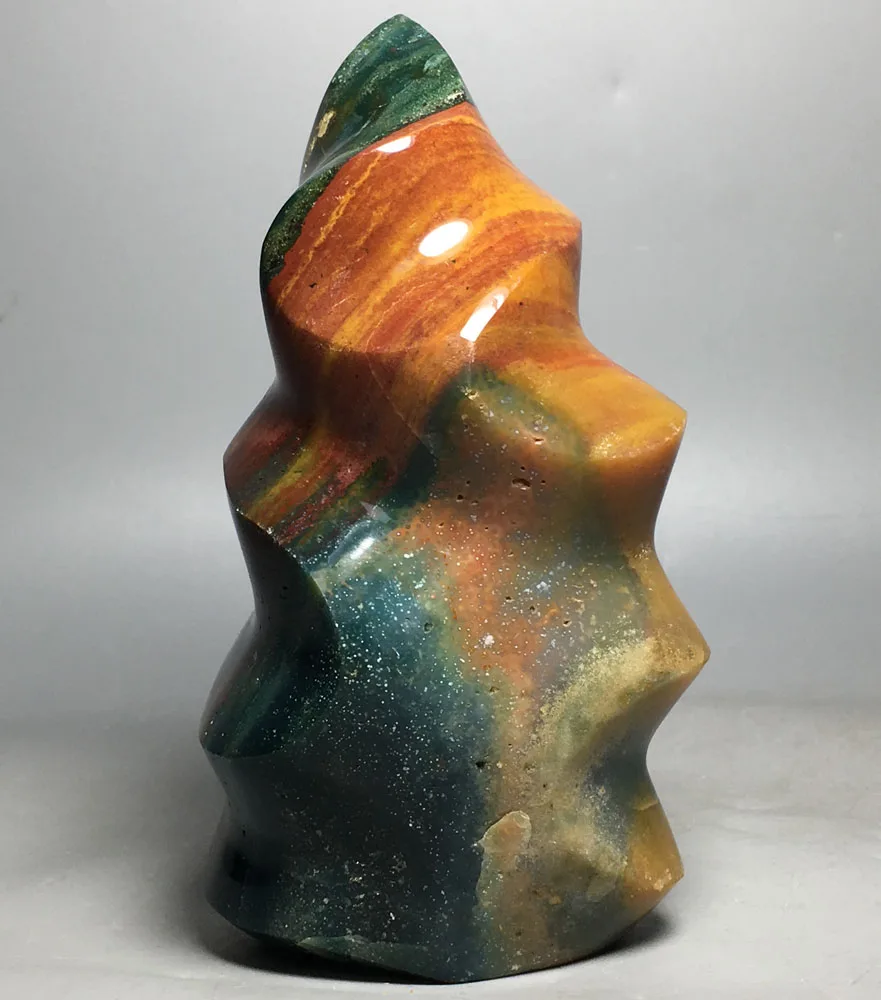 

519g Natural quartz crystal feng shui decorated Ocean jasper flame for sale