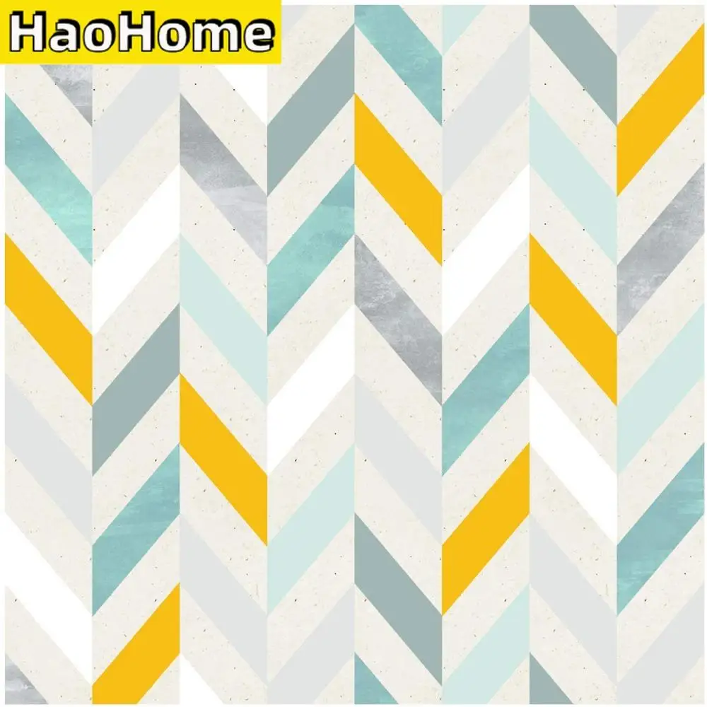 HaoHome 3m Multicolor Herringbone Peel and Stick Wallpaper Self-Adhesive Prepasted Contact Paper Wall Mural For Living Room