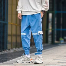 Мужские повседневные брюки с несколькими карманами, свободные брюки карго, весна-осень, высокое качество, полиэстер, луч ноги, тренд, синие спортивные брюки K796