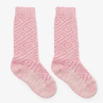 

Woolen knee-highs for children, textured knit, pink color