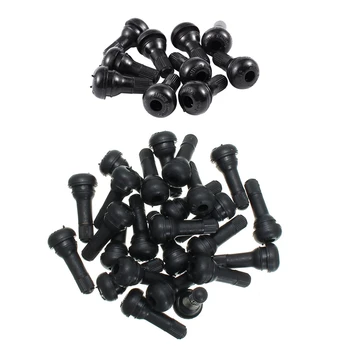 

10 Pcs Black TR412 Rubber Valve Tire Valve Tire Valve Cap with 25Pcs TR 413 Snap-in Tire Valve Stems Alloy