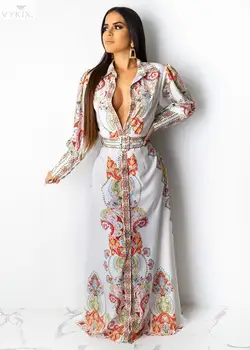 

New Women Spring Print Dress National Print Vintage Dress Long Sleeve Sexy Night Party Dress Bandage Bodycon Long Maxi Dresses