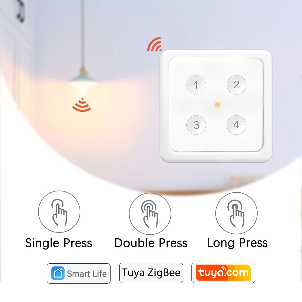 SMATRUL ZigBee Tuya Remote Control 4 Gang 12 Scenes WiFi Light Switch