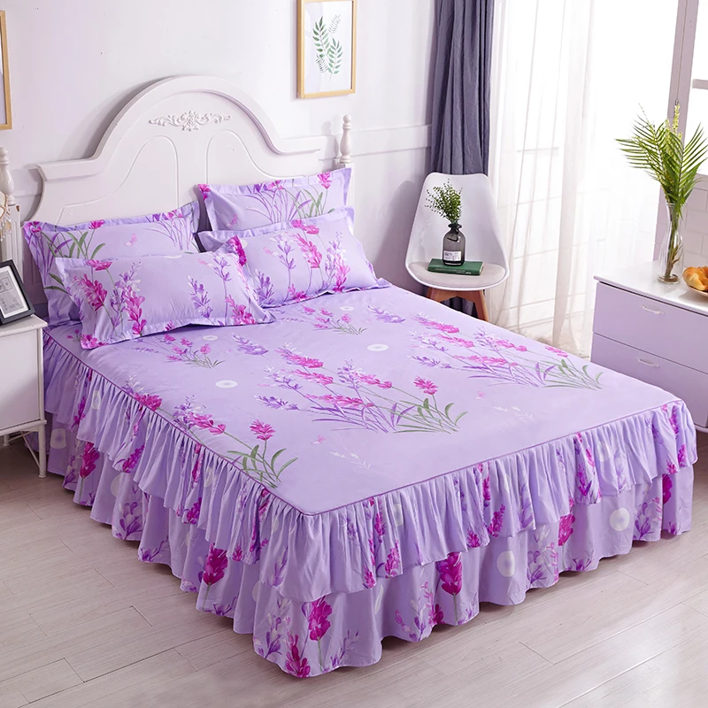 Водонепроницаемая юбка для кровати с цветочным принтом, эластичная лента для кровати с оборками, устойчивая к выцветанию подкладка для кровати - Цвет: 18