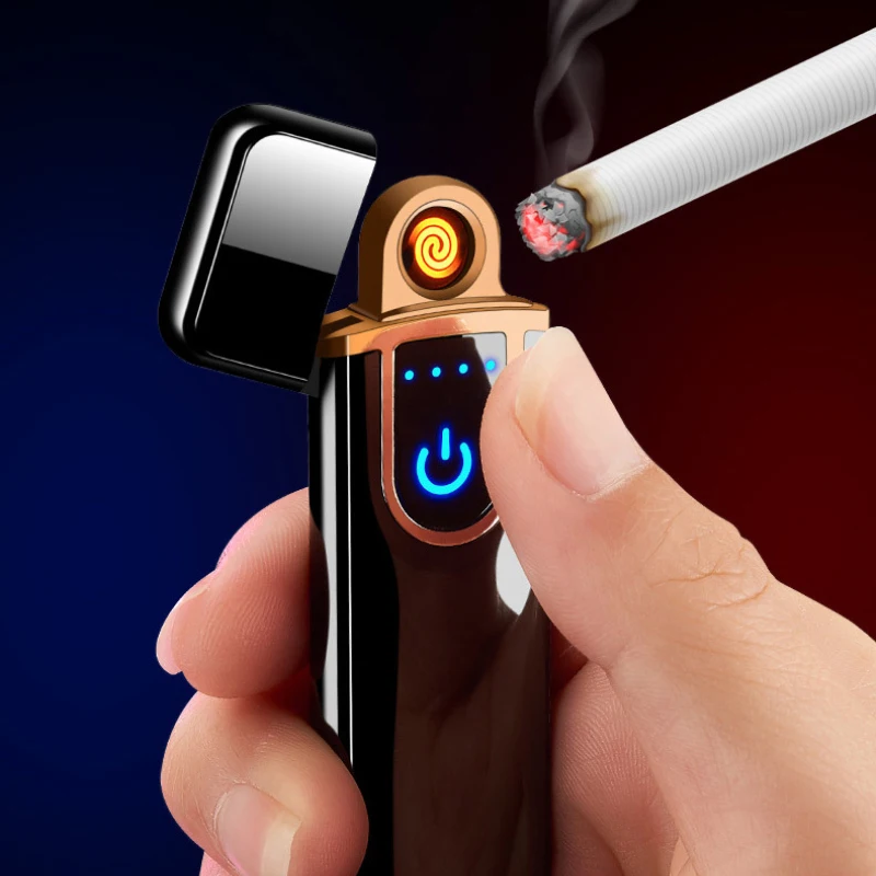 Ультратонкая сенсорная зажигалка с сенсорным экраном ветрозащитная usb зарядкой