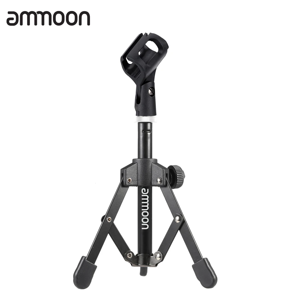 Ammoon микрофонная стойка MS-12 мини складной Регулируемый Настольный Штатив с MC3 микрофонный зажим держатель кронштейн для встречи лекций