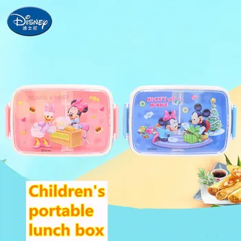

Disney Mickey Minnie Square Cartoons lunch box Two compartments children's fresh-keeping box child picnic Sealed lunch box