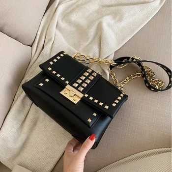 

Rivet Handbag Women Chain Crossbody Bags for Women 2020 Trend Luxury Designer Shoulder Bag Ladies Small Flap Hand Bag